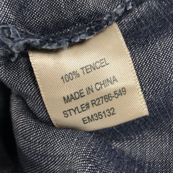 Bella Dahl Blue Tencel Chambray Button Front Top 3/4 Sleeve Shirt Size XS - Picture 10 of 11